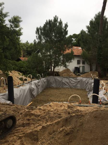 travaux préparatoire de piscine CAP FERRET